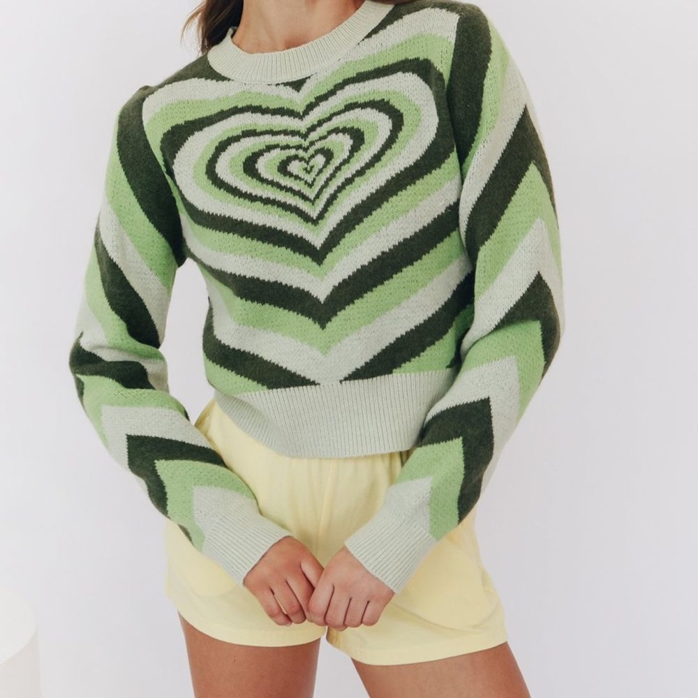 VERGE GIRL south london forever knit - green heart sweater